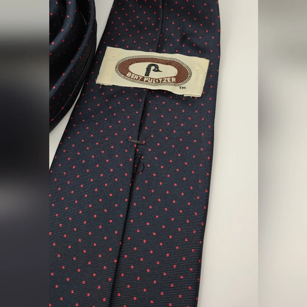 Navy Blue and Red‎ Polka Dot Tie